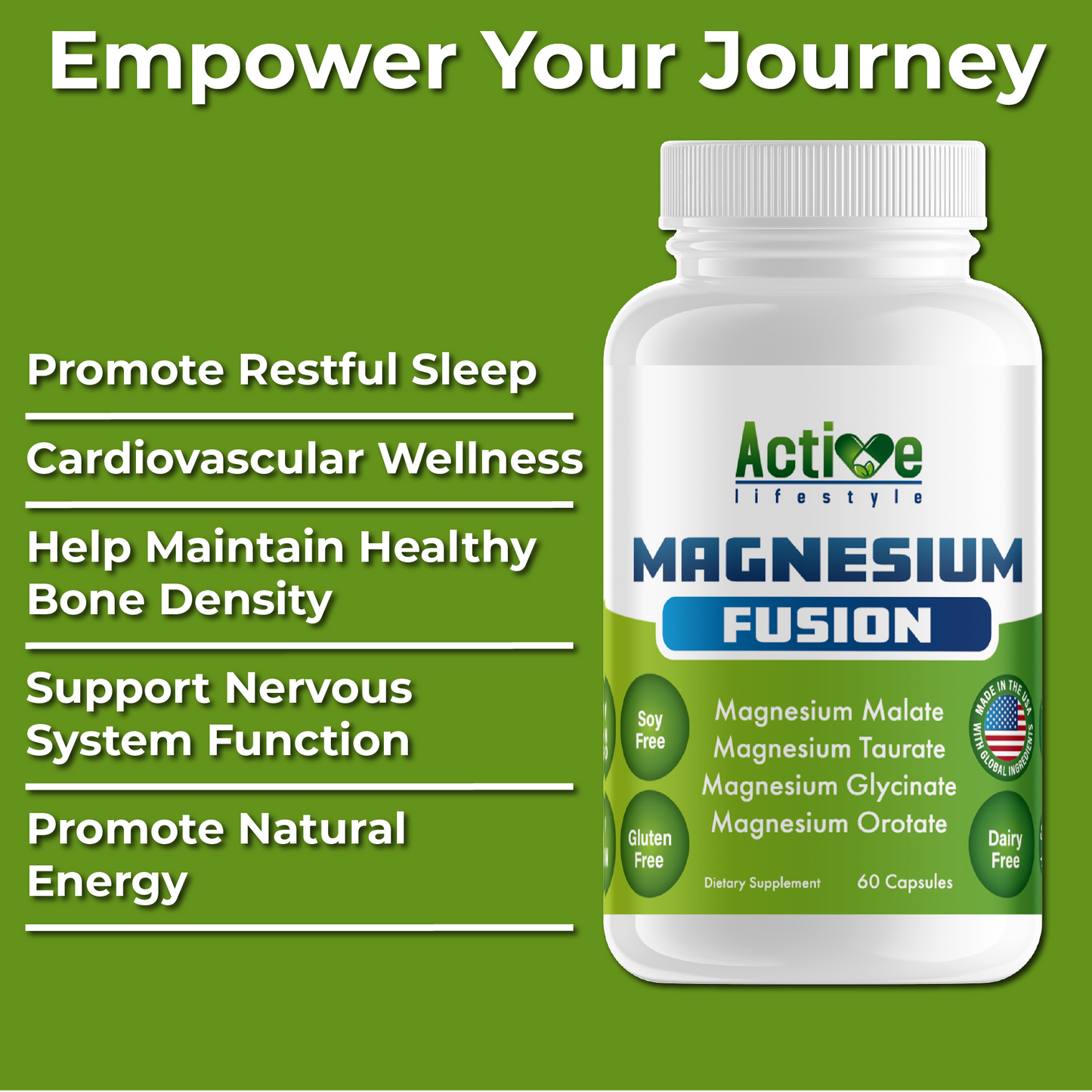 Magnesium Fusion | 4 in 1 blend of Glycinate, Malate, Taurate, Orotate | Sleep, Joints, Heart, Energy