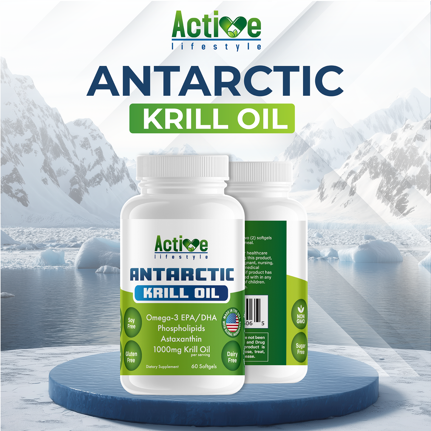 Antarctic Krill Oil for Men & Women | Joints, Mobility, Memory, Heart, & Skin | Omega-3 EPA, DHA, with Astaxanthin Supplement Sourced from Red Krill