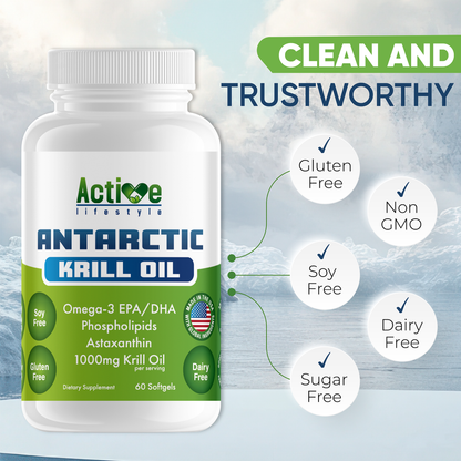Antarctic Krill Oil for Men & Women | Joints, Mobility, Memory, Heart, & Skin | Omega-3 EPA, DHA, with Astaxanthin Supplement Sourced from Red Krill